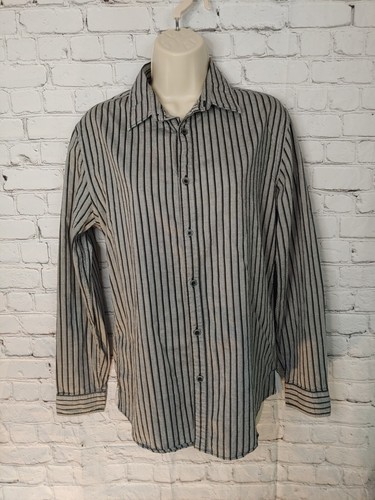 DKNY Jeans Men's Size Small Grey/Black Stripe Dress Shirt