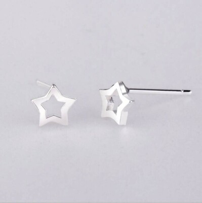 Adorable Tiny Silver Star Earrings Stud