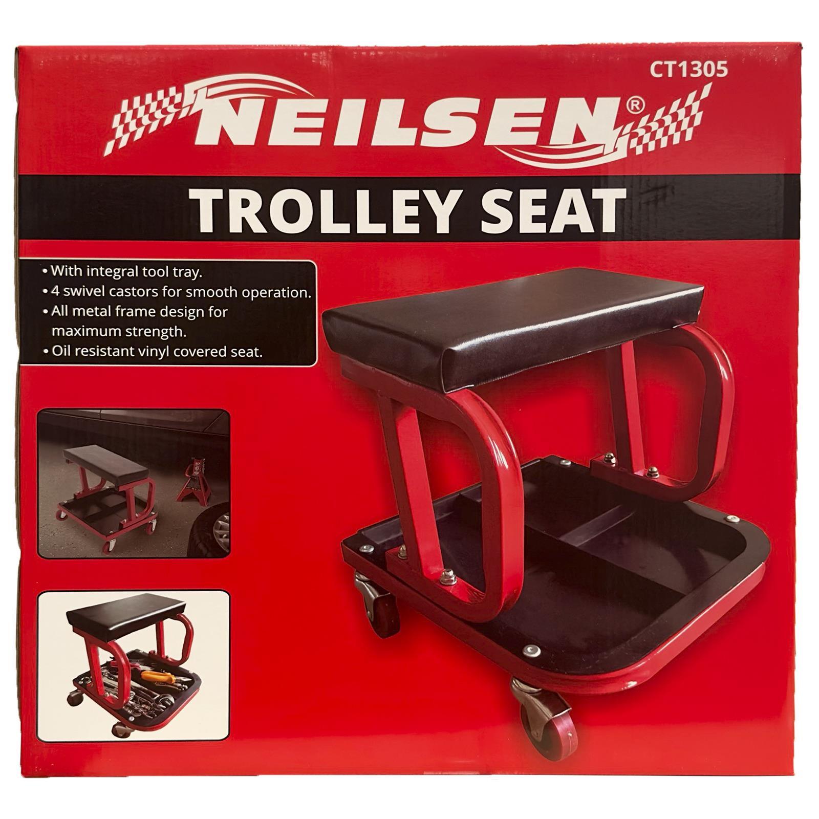 Neilsen Mechanics Padded Creeper Trolley Seat Garage Work Stool Swivel