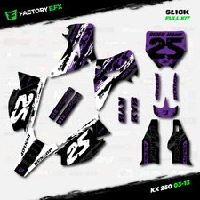 White & Purple Slick Racing Graphics Kit fits 03-08 Kawasaki Kx250 Kx 250 Decal