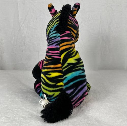 Toys R Us Arcobaleno Zebra Cavallo Peluche Peluche Striscia 2015 Neon Multicolore - Foto 4 di 13