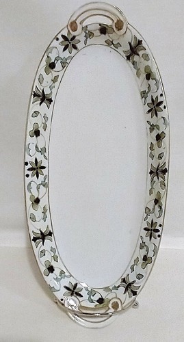 NIPPON CHINA OVAL OBLONG RELISH BREAD FISH SERVIING PLATTER GOLD TRIM HANDLES - Picture 6 of 6