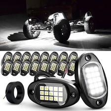 16Pcs Pure White LED Rock Lights Kits Underbody Glow Lamps For Offroad SUV Truck