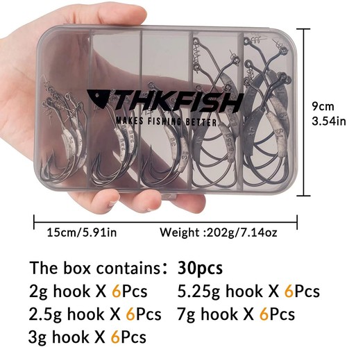 25 Stück Angelhaken gewichtete Swimbait Haken 5 Größen für Weichkunststoff Wurmhaken - Bild 8 von 23