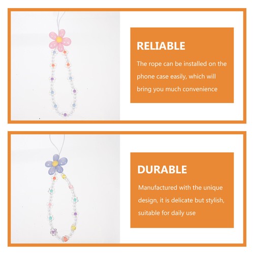 6 Pcs Mobile Phone Decorative Wrist Rope Cellphone Lanyard Flower Beaded Charms - 第 11/12 張圖片