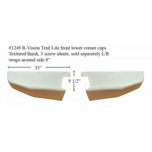 1249 RVision RV fiberglass front lower corner caps TAUPE BOTH SIDES