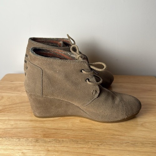 Stivaletto donna Toms Desert zeppa tacco colore beige marrone taglia 8,5 - Foto 7 di 10