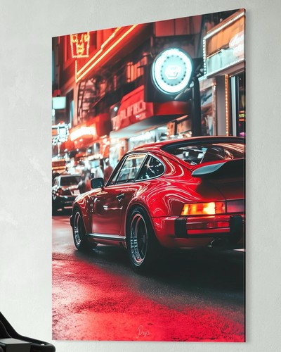 Sportwagen Leinwand Bild Motivation Luxusauto Kunst Auto Wagen Autos Rot - Picture 1 of 4