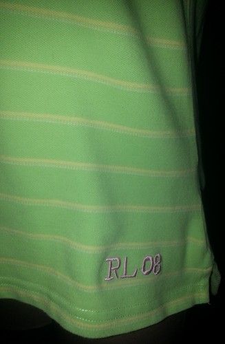 RALPH LAUREN Polo Custom Fit Womens Shirt Short Sleeve Size Medium Green Yellow - Picture 5 of 10