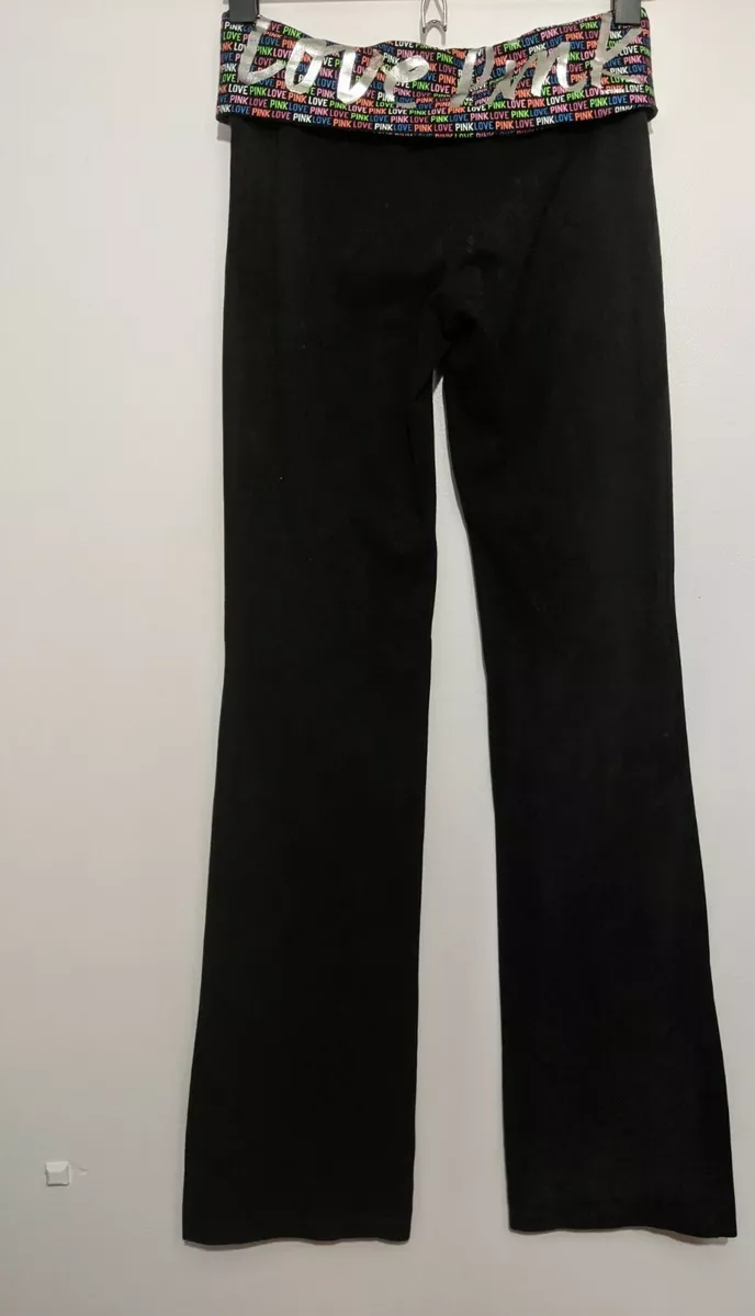 Pink Brand Yoga Love Pink On Waistband Black XS Long Belled Pants