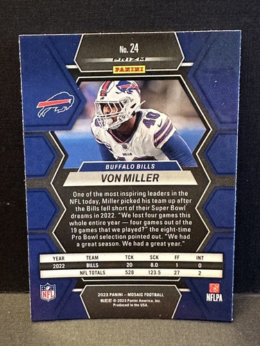 2023 Panini Mosaic VON MILLER #24 Pink Camo Mosaic Prizm - Picture 2 of 2