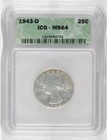 1943-D Washington Silver Quarter 25c ICG MS64 1315090701