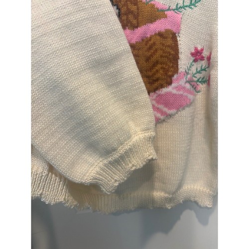 Easter Knit Sweater Bunny Rabbit Basket Flowers Crew Neck Kids size Large - Picture 6 of 7