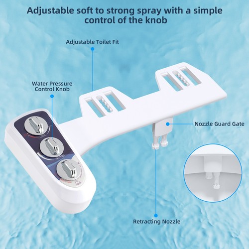 Toilet Seat Bidet with Self Cleaning Dual Nozzle, Hot and Cold Water Spray - Picture 24 of 42
