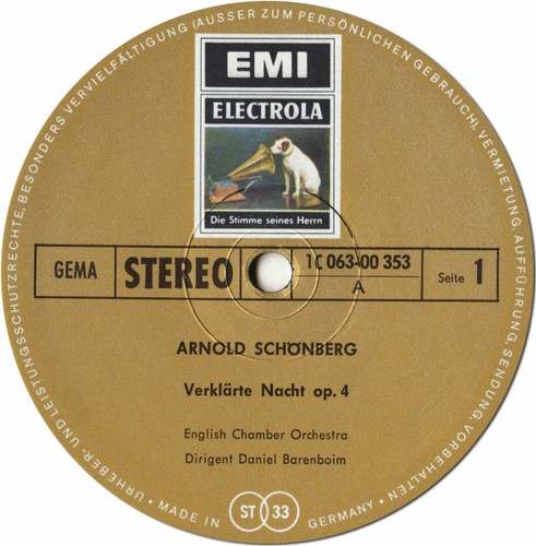 SCHONBERG Verklarte Nacht HINDEMITH Trauermusik WAGNER BARENBOIM EMI C063-353 LP - Picture 3 of 3