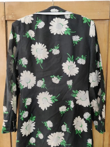 Vintage Sid Greene Of London Floral Dress 60s 70s Black Daisy Print Size 10 12 - Picture 11 of 19