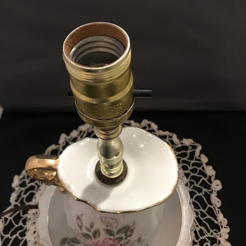 Vintage Country Flowers Water Pitcher Basin Table Lamp Pink Roses Works - Picture 3 of 5