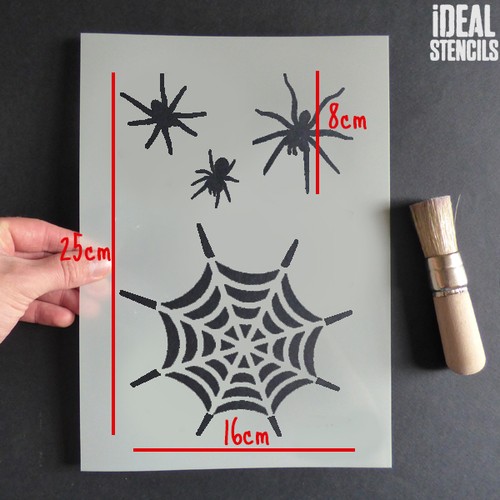 Halloween Spinne & Netz Deko Schablonen Basteln Malen Wiederverwendbar Fenster Display - Bild 6 von 8