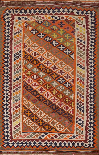 Flat weave Vegetable Dye Kilim Tribal Area Rug 5x8 Wool Handmade Reversible Rug