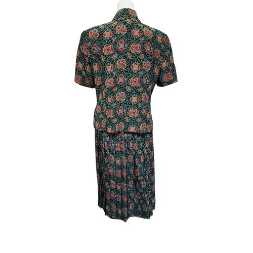 Leslie Fay Floral Skirt Set Size 10P Short Sleeve Two Piece Vintage Outfit Midi - Picture 3 of 14