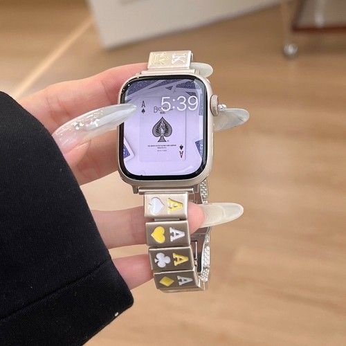 Poker Card Pattern Butterfly Clasp Band For Apple Watch S9/8/7/6/5/SE Strap - Picture 4 of 18