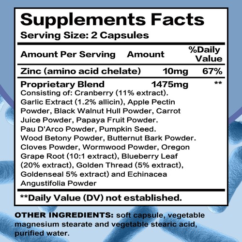 Parasite Blast Detox Complex 1485mg - mit Wermut, Schwarzwalnussrumpf, Nelke - Bild 2 von 12
