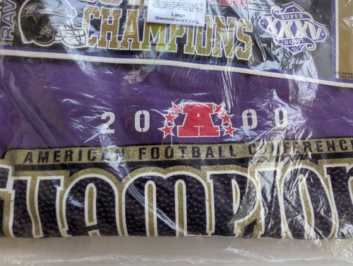Vintage Baltimore Ravens Shirt Mens Large NWT AFC Champions Sticker & Keychain - Picture 4 of 6