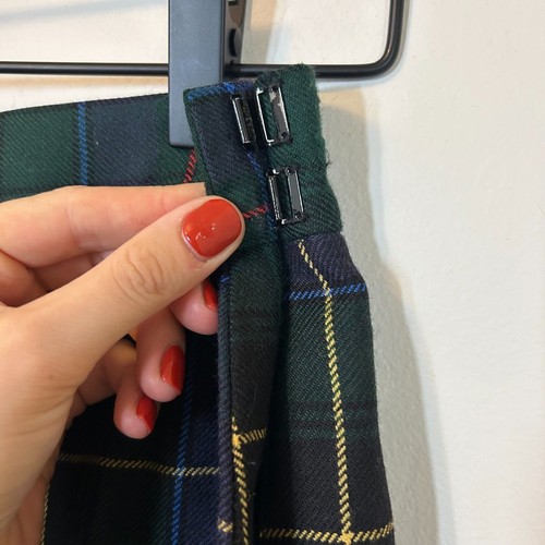 Vintage Yves Saint Laurent Plaid Wool Green Plaid Pleated Skirt 25 Schoolgirl - Picture 6 of 11