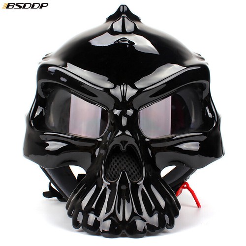 Skull Motorcycle Helmet Cosplay Skeleton Motorcycle Half Helmet with Sun Visor - Picture 2 of 17