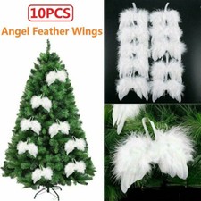 3D 10PCS White Feather Angel Wings Christmas Tree Wedding Ornament Hanging Craft