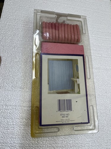 vintage pink vinyl shower curtain and Hookset - Picture 4 of 5