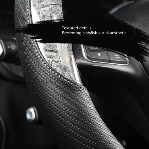 Universal Wood Grain Steering Wheel Cover Leather Non Slip Breathable Accessory - Picture 9 of 26