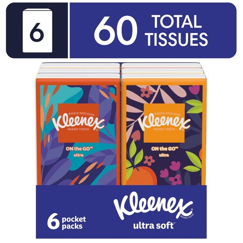On-The-Go Facial Tissues, 6 On-The-Go Packs, 10 Tissues per Pack, 3-Ply - Picture 2 of 5