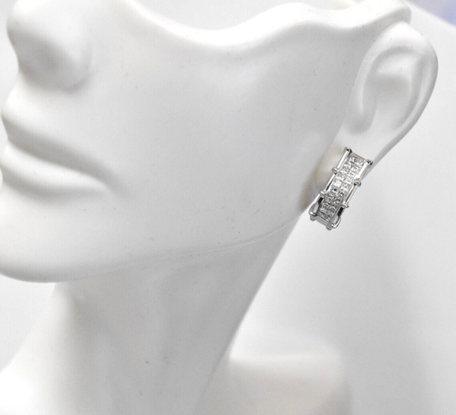 Shane & Co 14K White Gold .80 cttw Princess Cut Natural Diamond Earrings - Picture 5 of 10