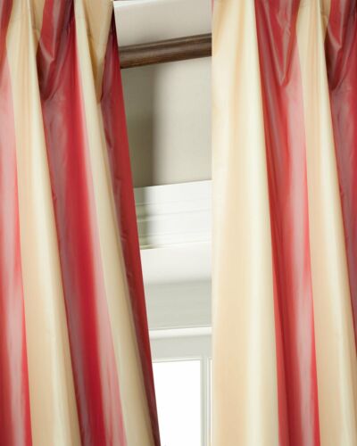 100% Silk taffeta stripe lined drape Hampton (Pair) - Picture 12 of 18