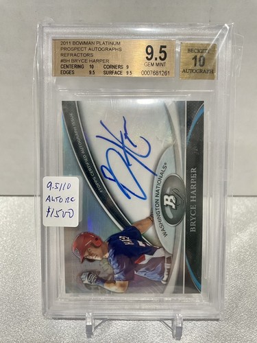 2011 Bowman Platinum Prospect Autograph Refractor Bryce Harper Rookie BGS 9.5/10 - Picture 1 of 2