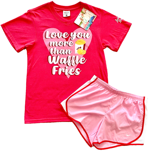 NEW! NIKE TEMPO RUNNING SHORTS GIRLS LARGE + CHICKFILA WAFFLE FRIES TEE T-SHIRT - Picture 2 of 14