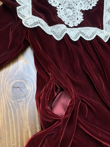 Vintage Girls Jessica McClintock Red Velvet Dress Lace Gunne Sax Christmas Bib - Picture 13 of 16