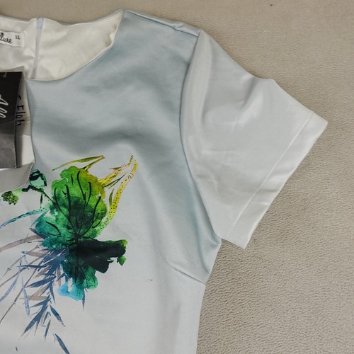 Allure Dress Womens L Blue Artistic Elegant Summer Floral Short Sleeve Printed - Picture 3 of 18