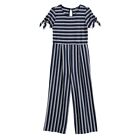 NEW $48 My Michelle NAVY BLUE Striped Stretch Knit Wide leg Jumpsuit Girls USA