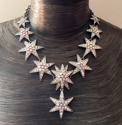 Butler and Wilson Clear AB Dazzling Star Drop  Necklace NEW