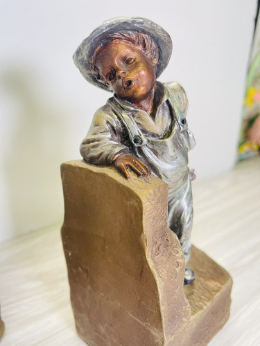 Vintage Strongwell European Retro Reading Boy/Girl Sculpture Bookend Office 8” - Picture 7 of 11
