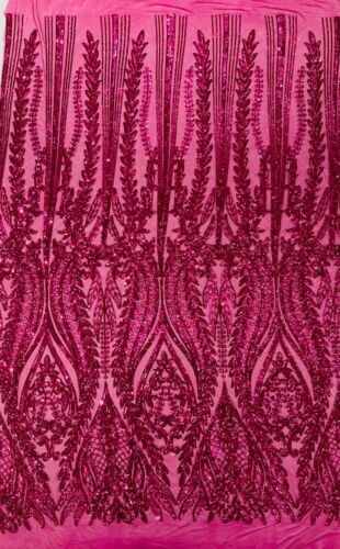 Damask design with sequins embroider on a 4 way stretch mesh fabric. - Picture 32 of 93