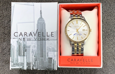 NEW CARAVELLE NEW YORK MENS WRISTWATCH 45B129 QUARTZ RARE 