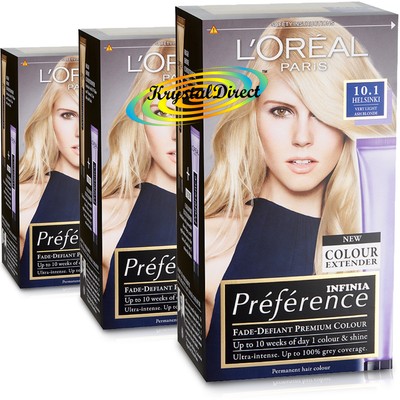 3x Loreal Preference 10 1 Helsinki Very Light Ash Blonde Permanent