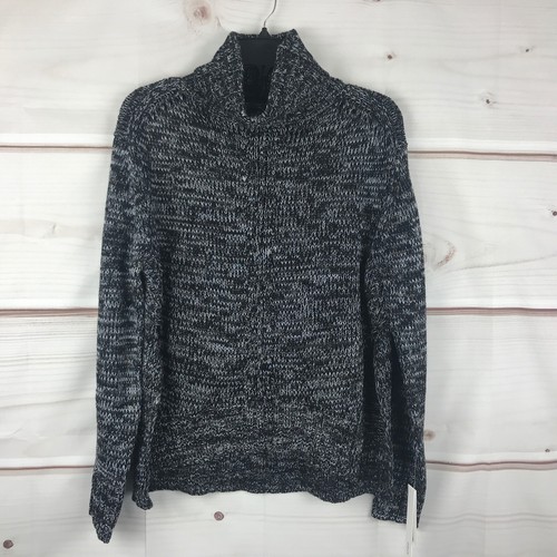 Aqua Sweater Womens XS Black White Marled Long Sleeve Turtleneck Pullover Knit - Picture 1 of 7