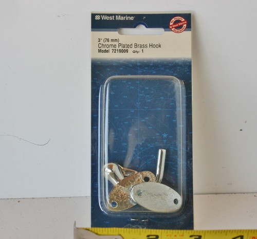 Latch Hook Set 3" Catch Door Cabinet 76mm Chrome Plate Brass 7219009 Boat Yacht - Picture 3 of 6