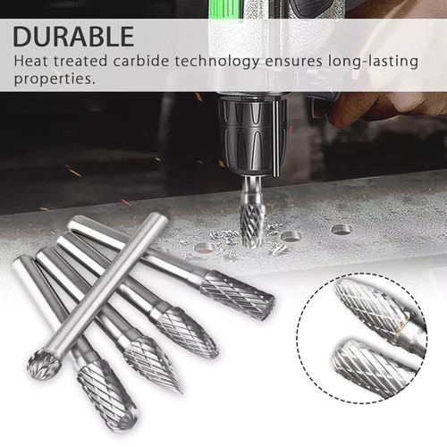 5x Tungsten Steel Carbide Rotary Burr Set 1/4inch Shank 8MM Head Die Grinder Bit - Picture 5 of 9