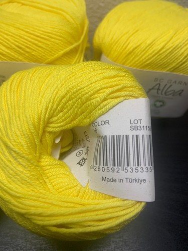 (Lot of 5) BC Garn Alba Organic Cotton Yarn, 18 Daffodil Yellow - Picture 3 of 4