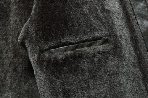 Abrigo Parka Para Hombres Cremallera Estilo Americano Cuero Imitación Piel de Cordero Forrado Medio Largo - Imagen 24 de 26